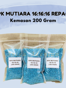 Pupuk NPK Mutiara 16:16:16 Repack Kemasan 200 Gram